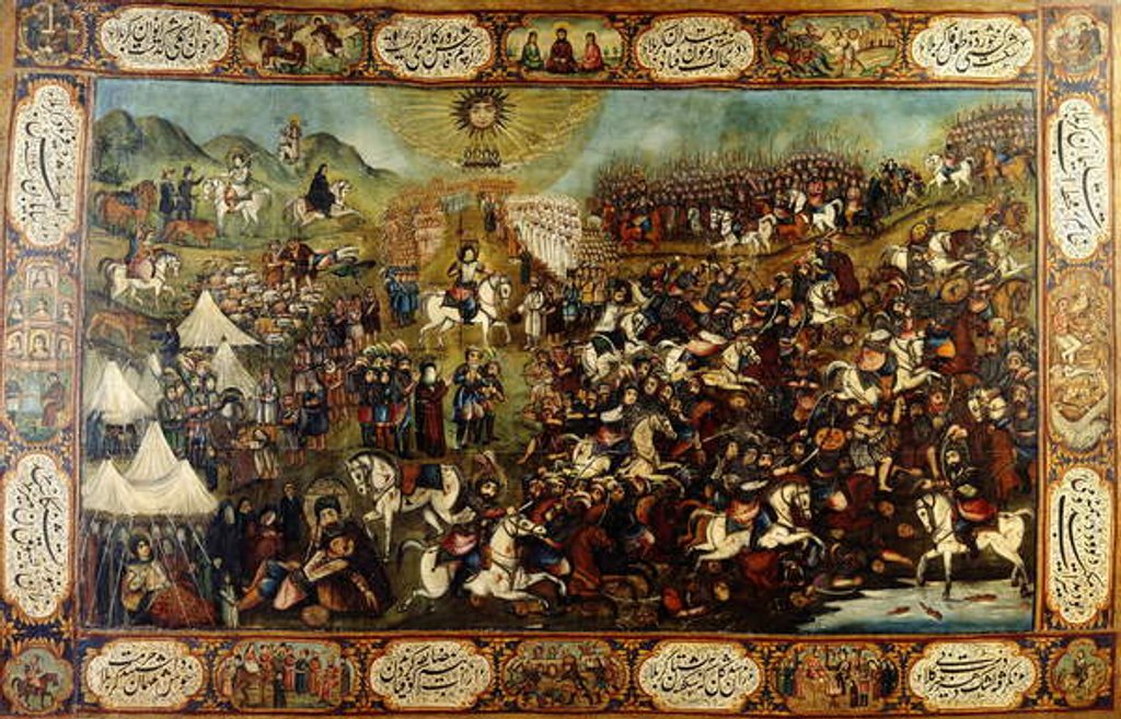 Detail of The Martyrdom of Huseyn, c. 1860-70 by School Qajar