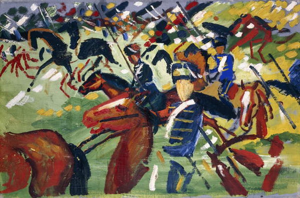 Detail of Hussars Setting Out, 1913 by August Macke
