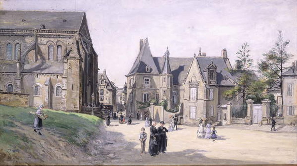 Detail of The Little Village Square; La Petite Place du Cillage, 1870 by Ludovic Piette