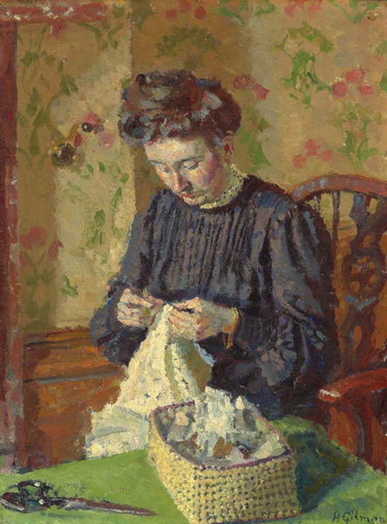 Detail of Woman Sewing, c. 1908 by Harold Gilman