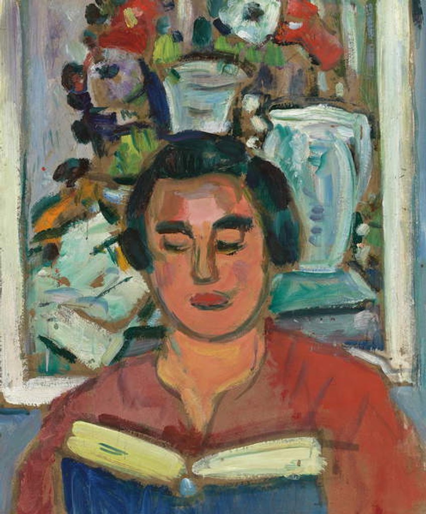 Detail of Painting and Book, by George Leslie Hunter