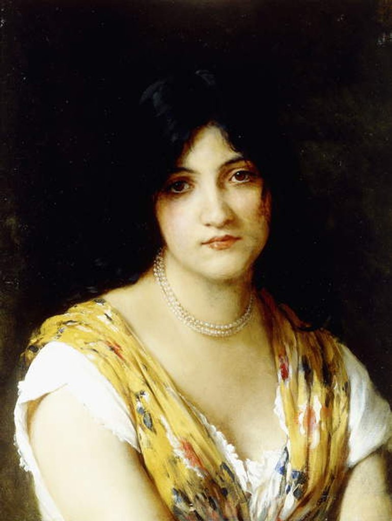 Detail of A Mediterranean Beauty, by Eugen von Blaas