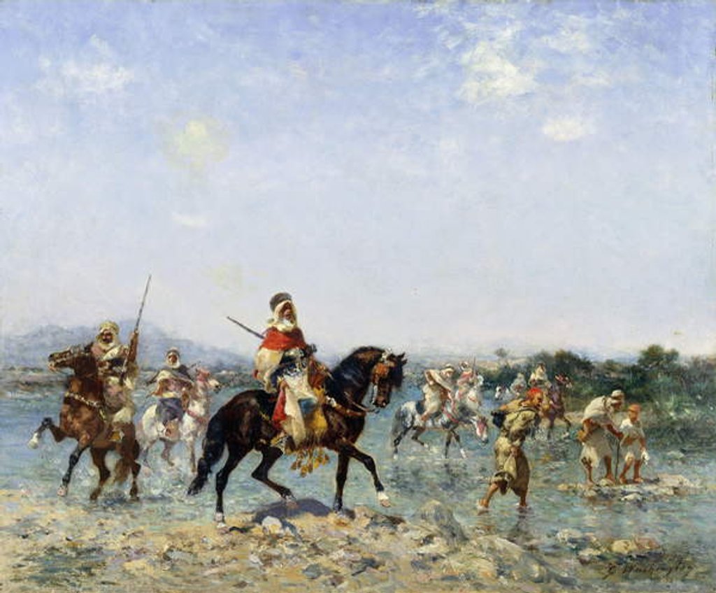 Detail of Arab Cavalry Fording a Stream, by Georges Washington