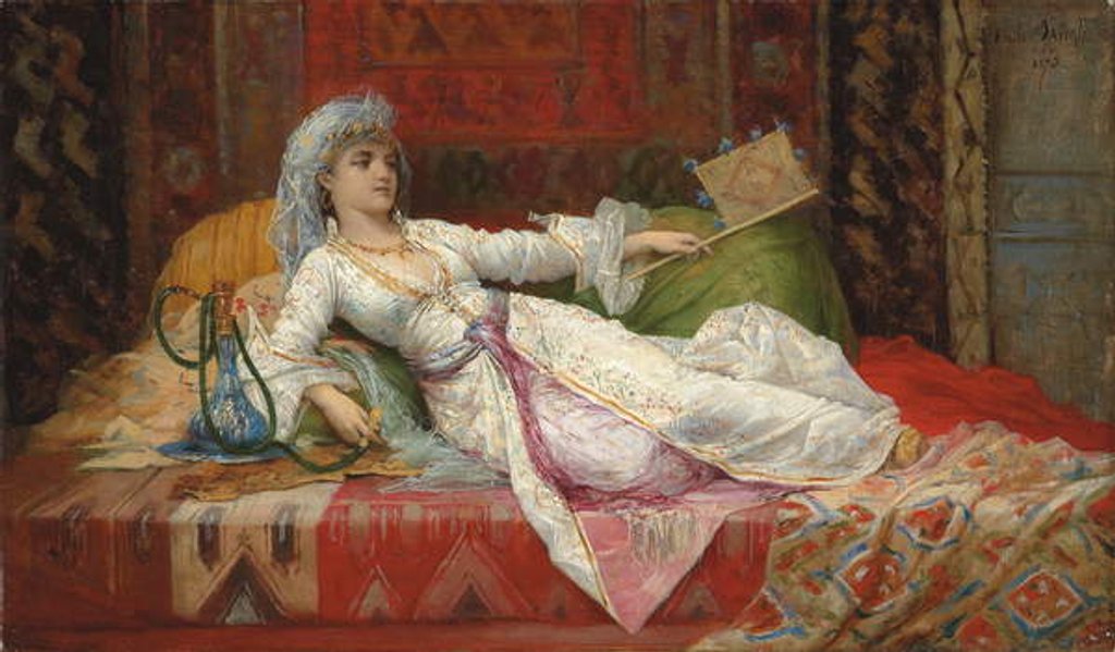 Detail of Reclining Turkish Woman; Femme Turque allongee, 1895 by Emile Henri La Porte