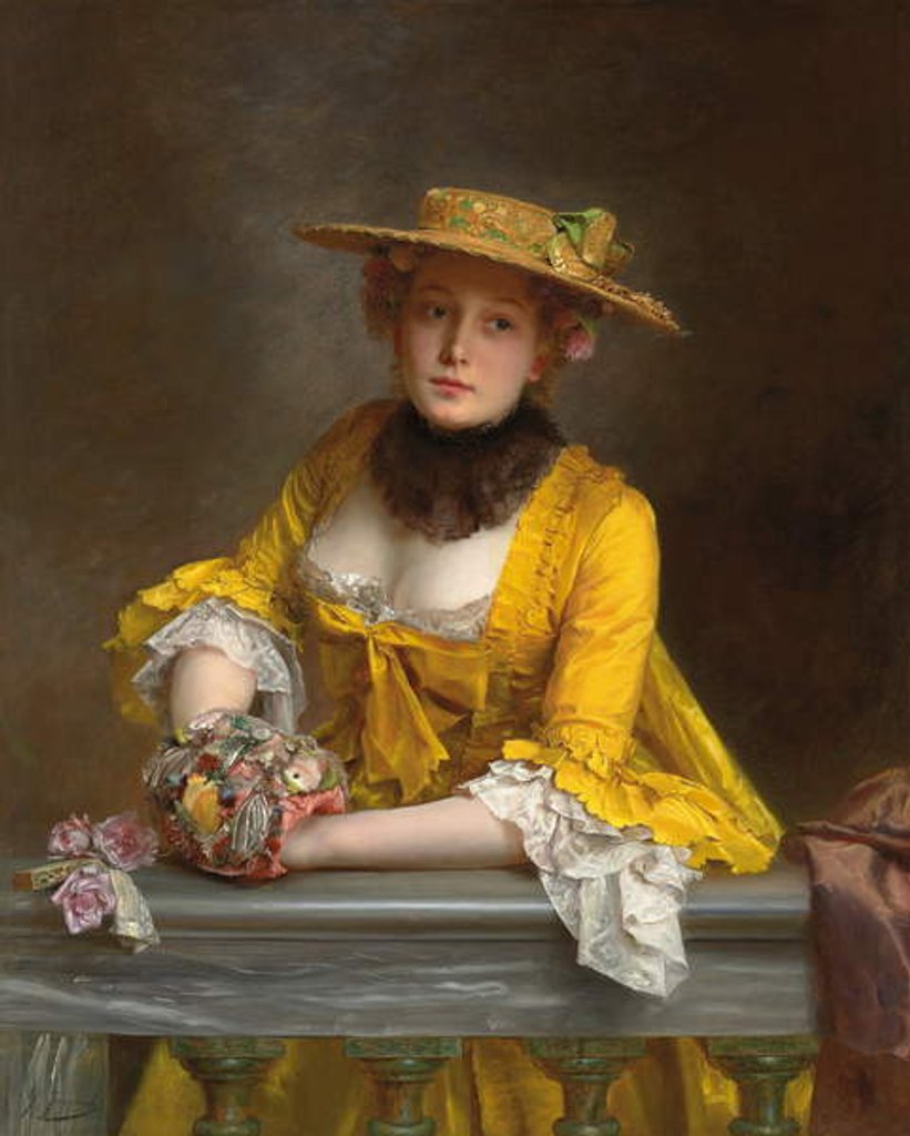 Detail of The Yellow Dress by Gustave Jacquet