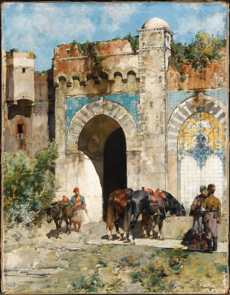 Detail of Watering the Horses, 1880 by Alberto Pasini