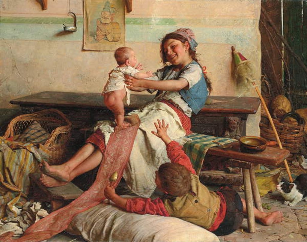 Detail of Brotherly Affection; Affetto fraterno, c. 1900 by Gaetano Chierici