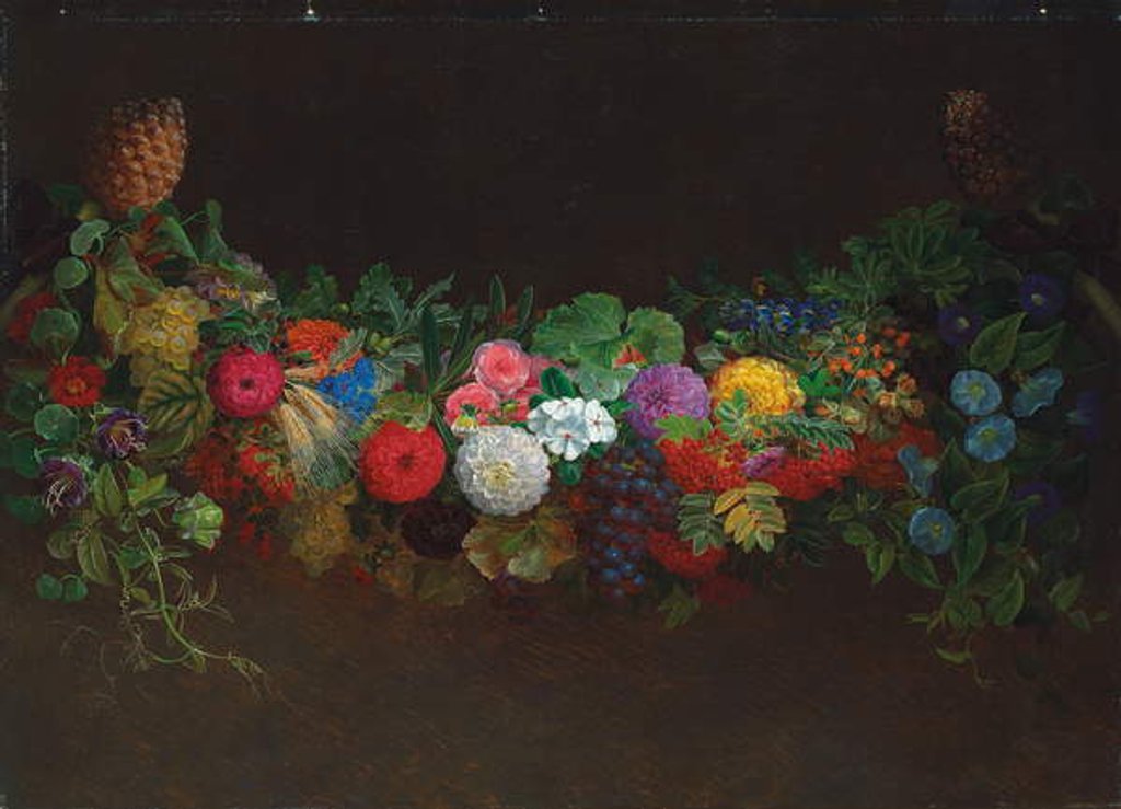 Detail of A Magnificent Garland of Fruit and Flowers, 1840 by Johan Laurents Jensen