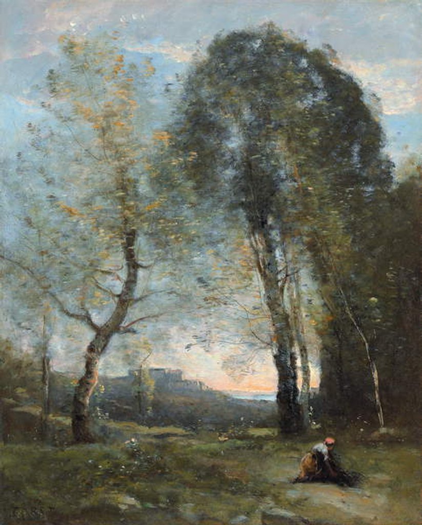 Detail of Peasant Woman Collecting Wood, Italy, c. 1870-2 by Jean Baptiste Camille Corot