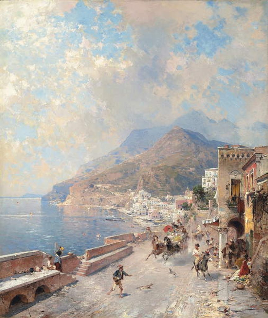 Detail of Gulf of Salerno, Amalfi, by Franz Richard Unterberger