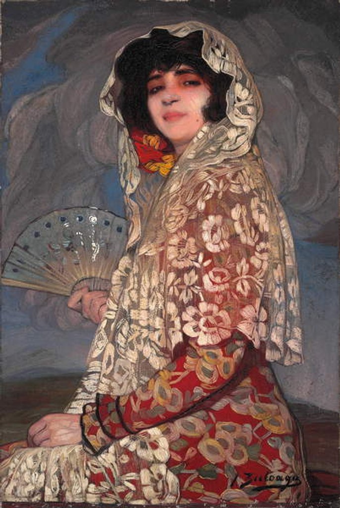 Detail of Cousin Candida, 1918 by Ignacio Zuloaga y Zabaleta