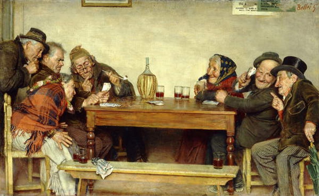 Detail of The Card Game, by Gaetano Bellei
