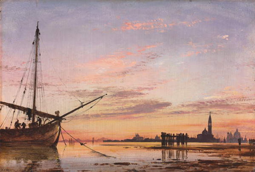 Detail of View Across the Lagoon, Venice, Sunset, 1850 by Edward William Cooke