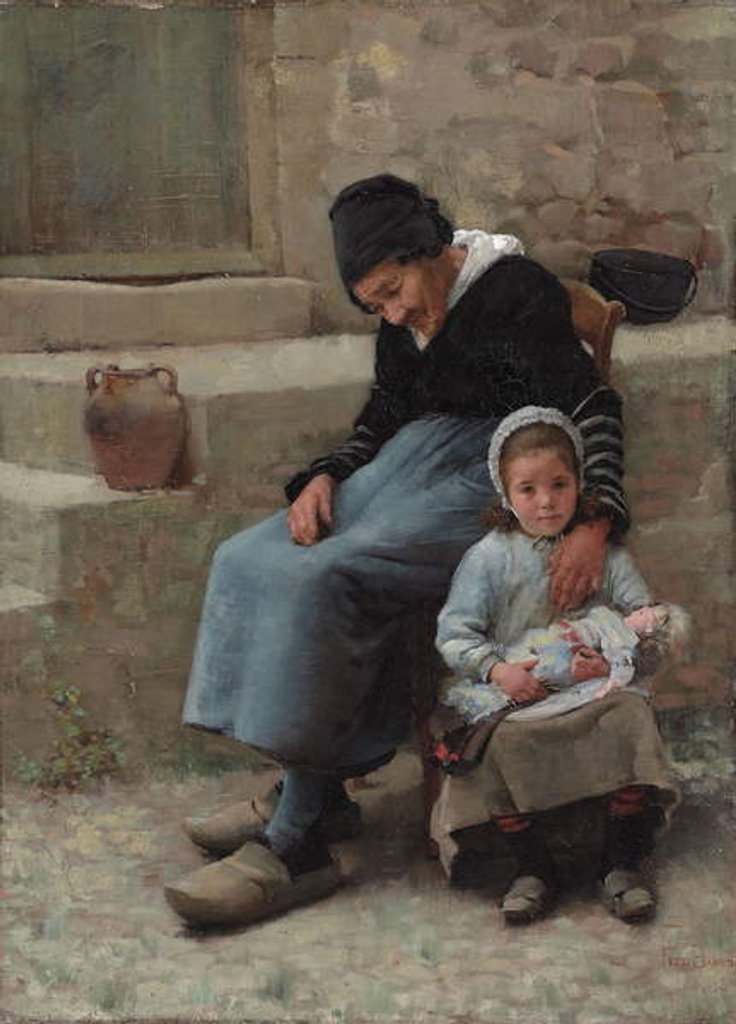 Detail of Grandma's Comfort, 1883 by Frederick Brown