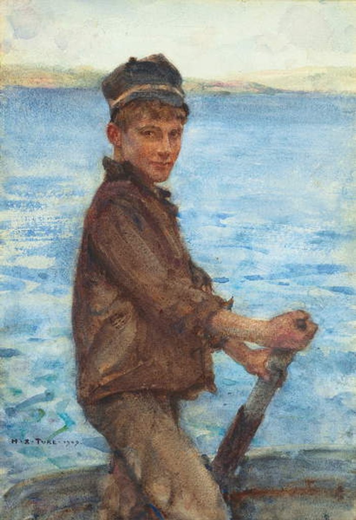 Detail of Steering the Punt, 1909 by Henry Scott Tuke