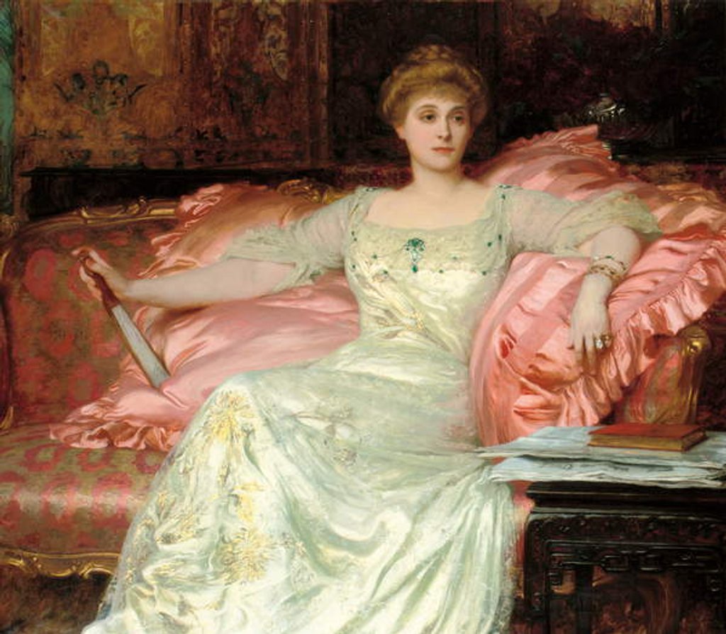 Detail of Portrait of Mrs. W. K. D'Arcy, 1902 by Frank Dicksee