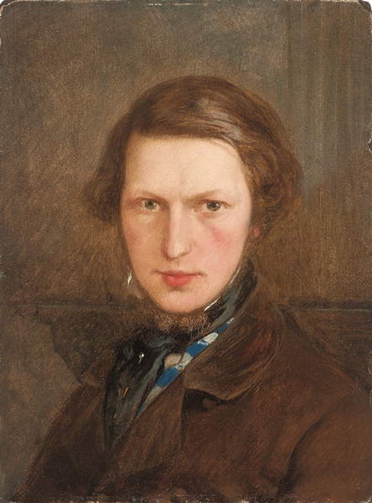 Detail of Self Portrait in a Brown Coat, c. 1844 by Ford Madox Brown