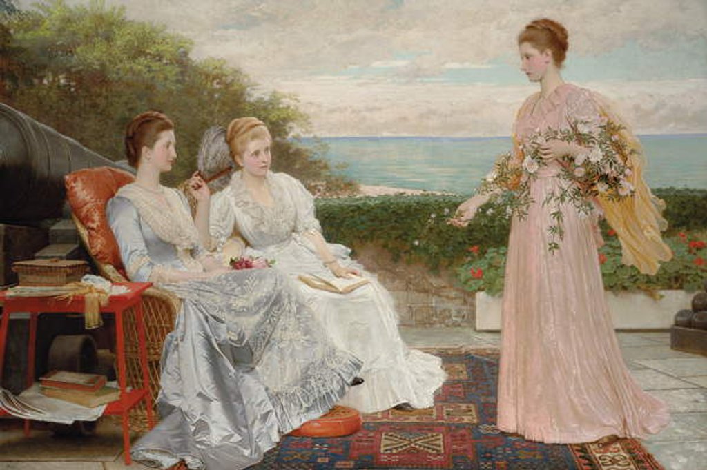 Detail of The Ramparts, Walmer Castle: Portraits of the Countess Granville, and the Ladies Victoria and Mary Leveson-Gower, 1891 by Charles Edward Perugini