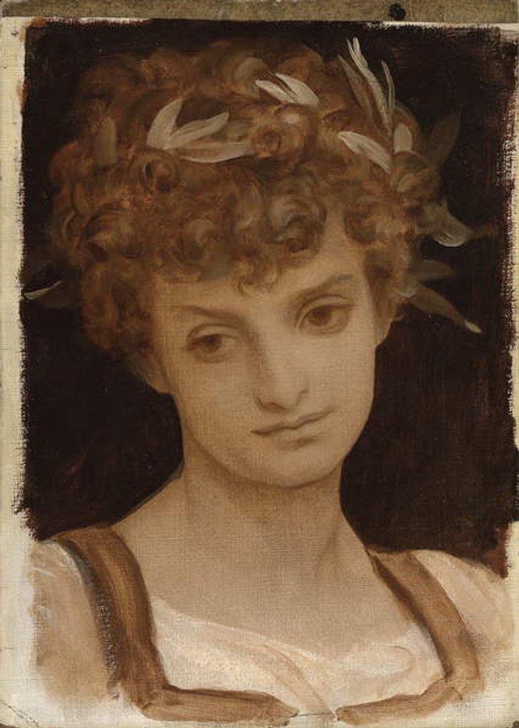 Detail of Study of a Girl's Head, by Frederic Leighton