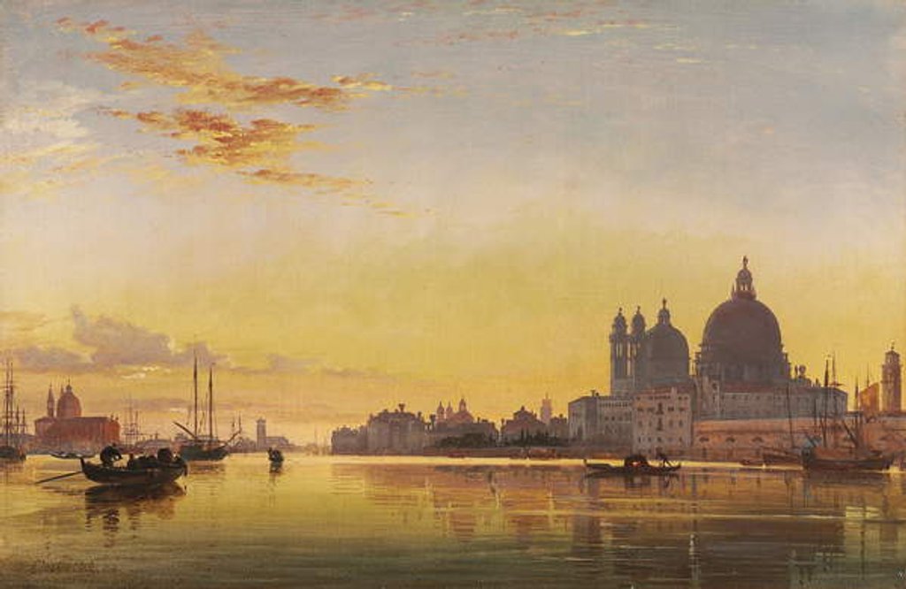 Detail of Sunset on the Lagoon of Venice, Church of Isola di San Giorgio in Alga in the Distance by Edward William Cooke