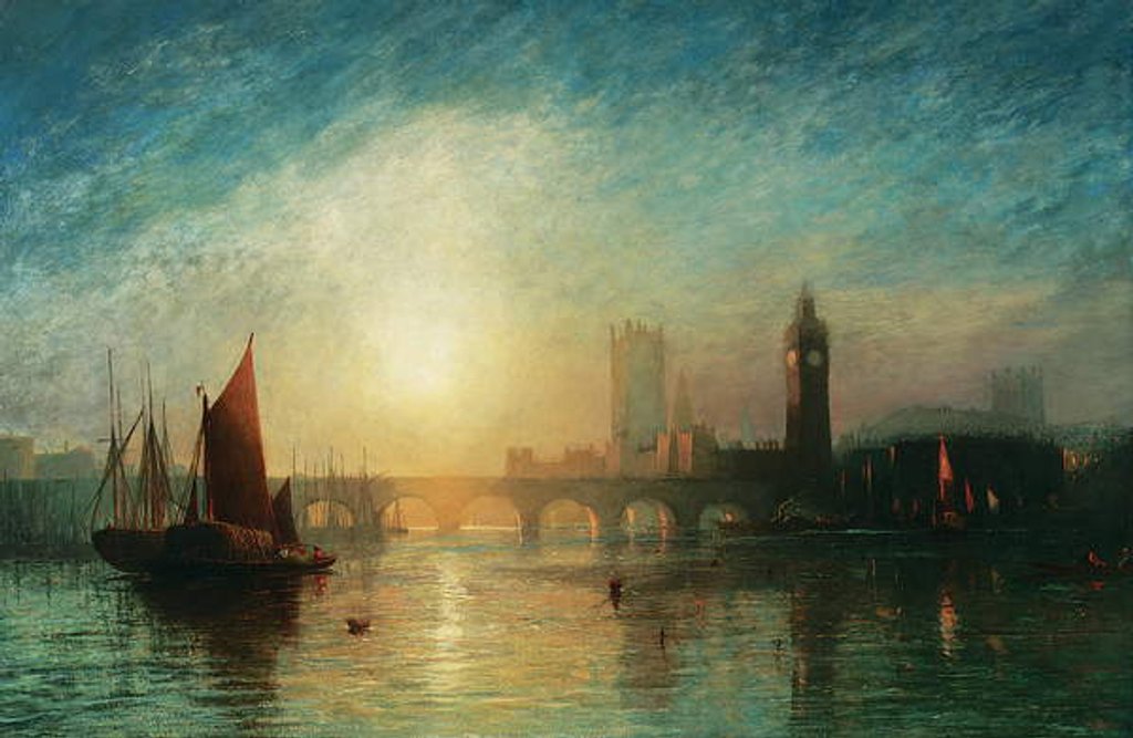 Detail of View of Westminster Bridge and the Houses of Parliament by James Francis Danby