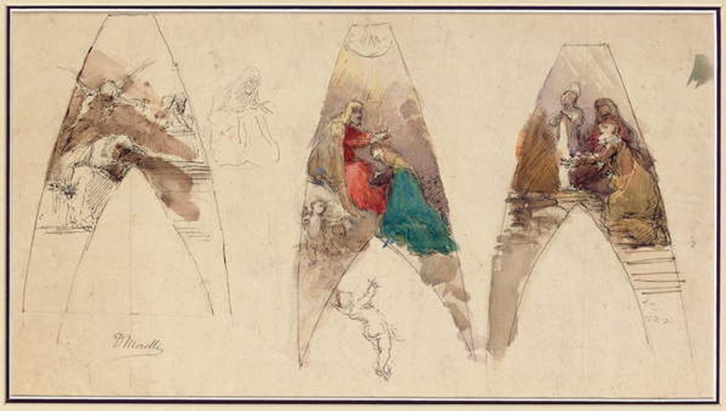 Detail of Sketches for an altarpiece by Domenico Morelli
