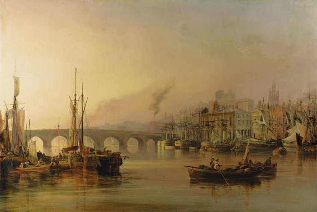 Detail of View of Newcastle from the River Tyne, with shipping in the foreground, 1831 by Thomas Miles Richardson