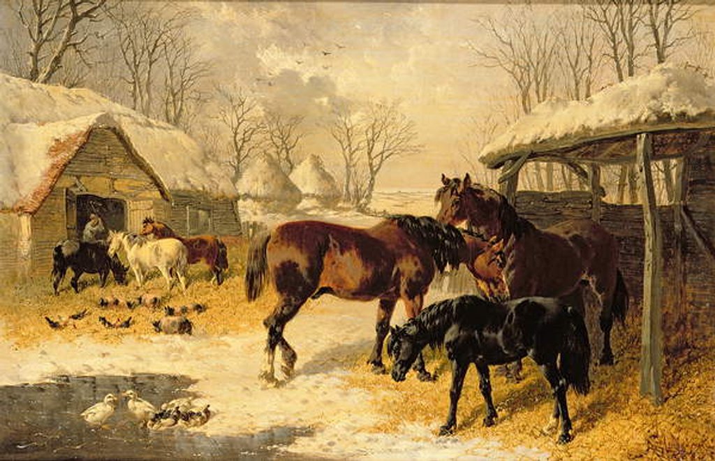 Detail of A farmyard in winter by John Frederick Herring Jnr