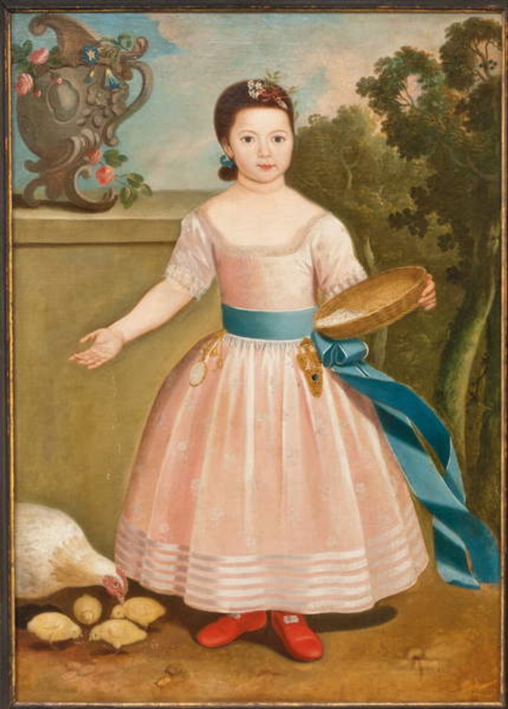 Detail of Girl feeding chickens, c.1811-20 by English School
