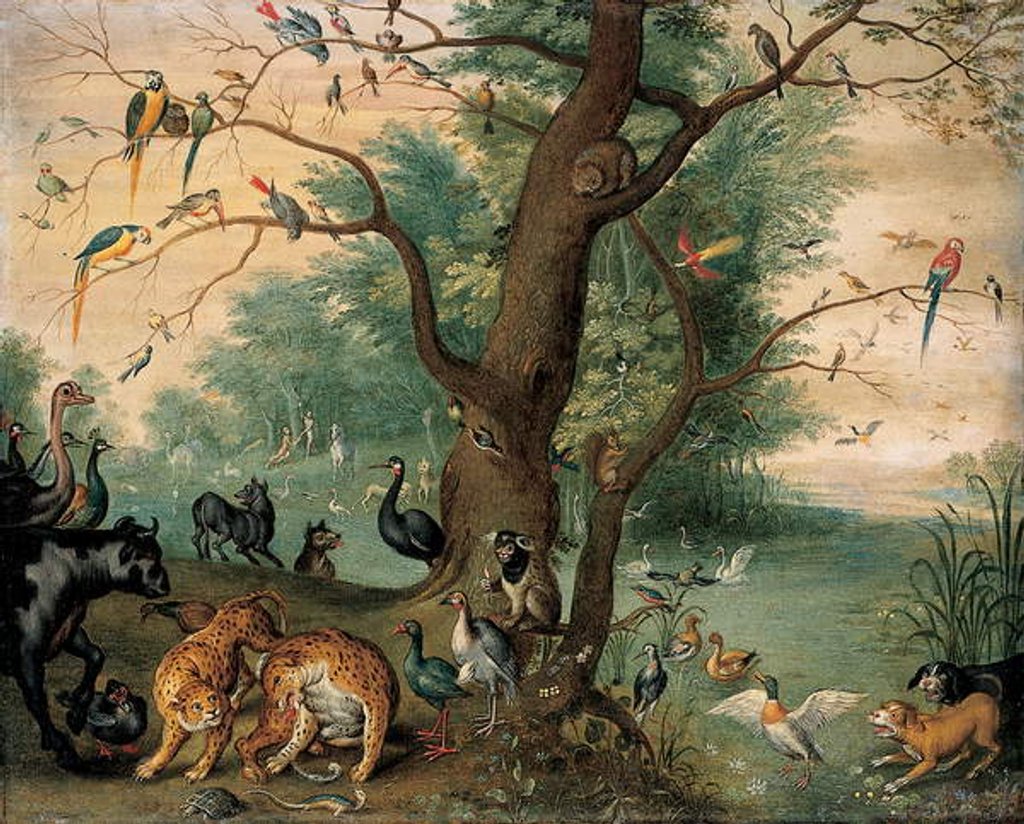 Detail of Animals and birds in the Garden of Eden by Ferdinand van Kessel