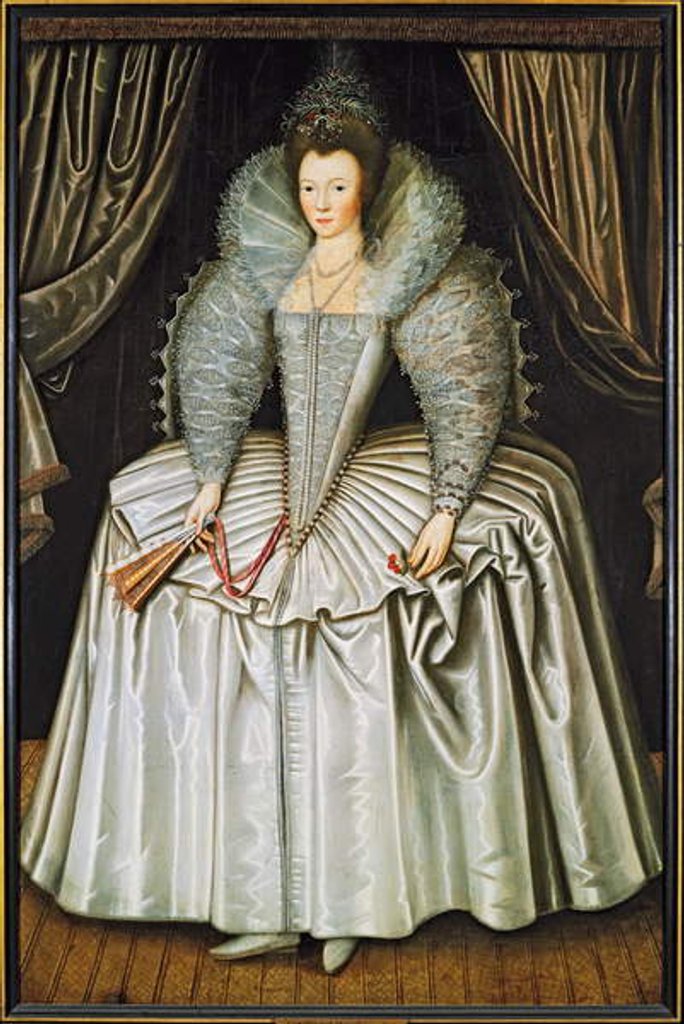 Detail of Portrait of a lady, identified as Elizabeth Howard, c.1595-1605 by School English