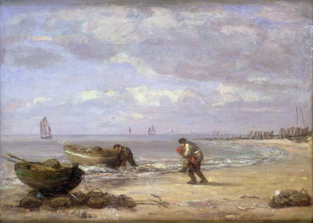Detail of Low Tide near Honfleur by Eugene Louis Boudin