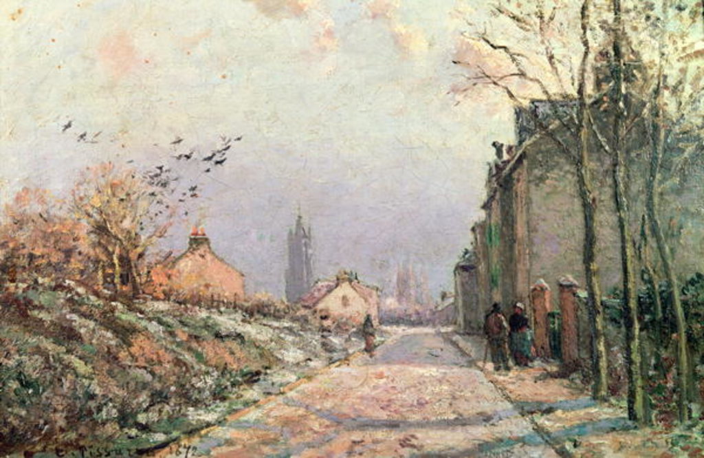 Detail of The Road, Effect of Winter, 1872 by Camille Pissarro