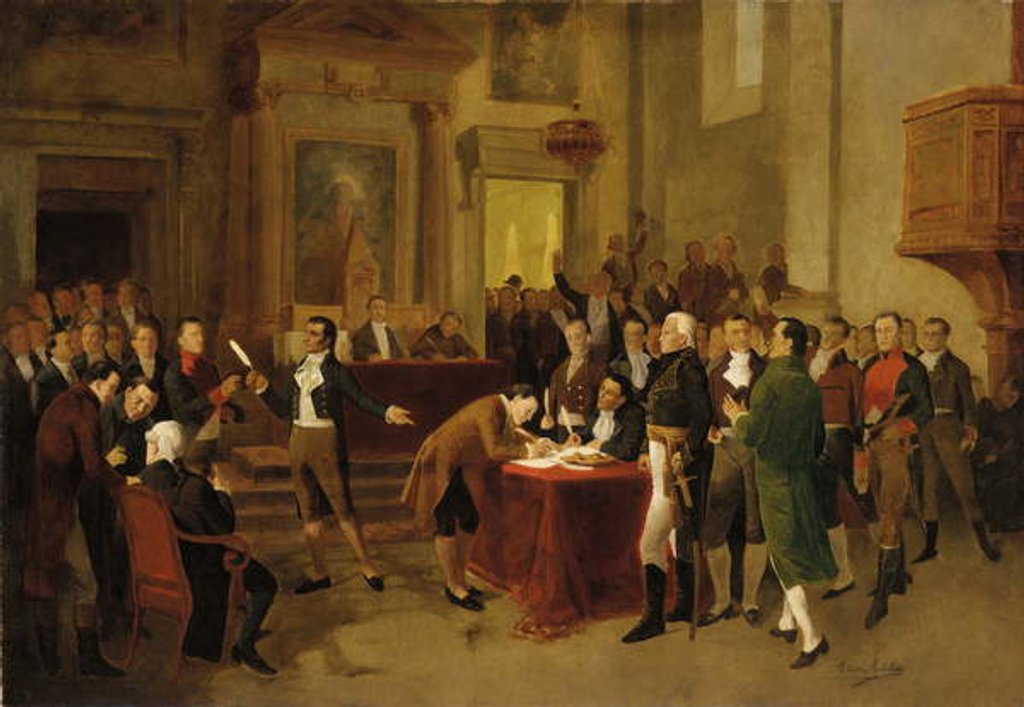 Detail of Signing of the Declaration of Independence by Arturo Michelena