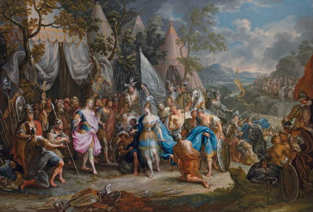 Detail of The Amazon Queen, Thalestris, in the camp of Alexander the Great by Johann Georg Platzer