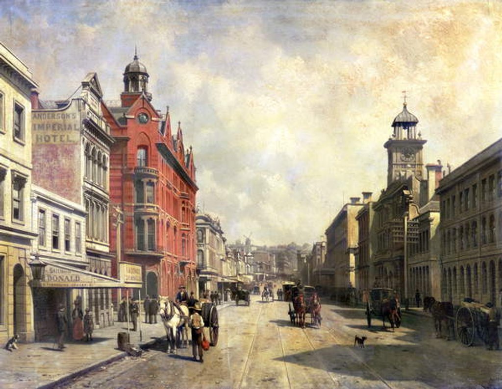 Detail of View of Queen Street, Auckland by Jacques Carabain