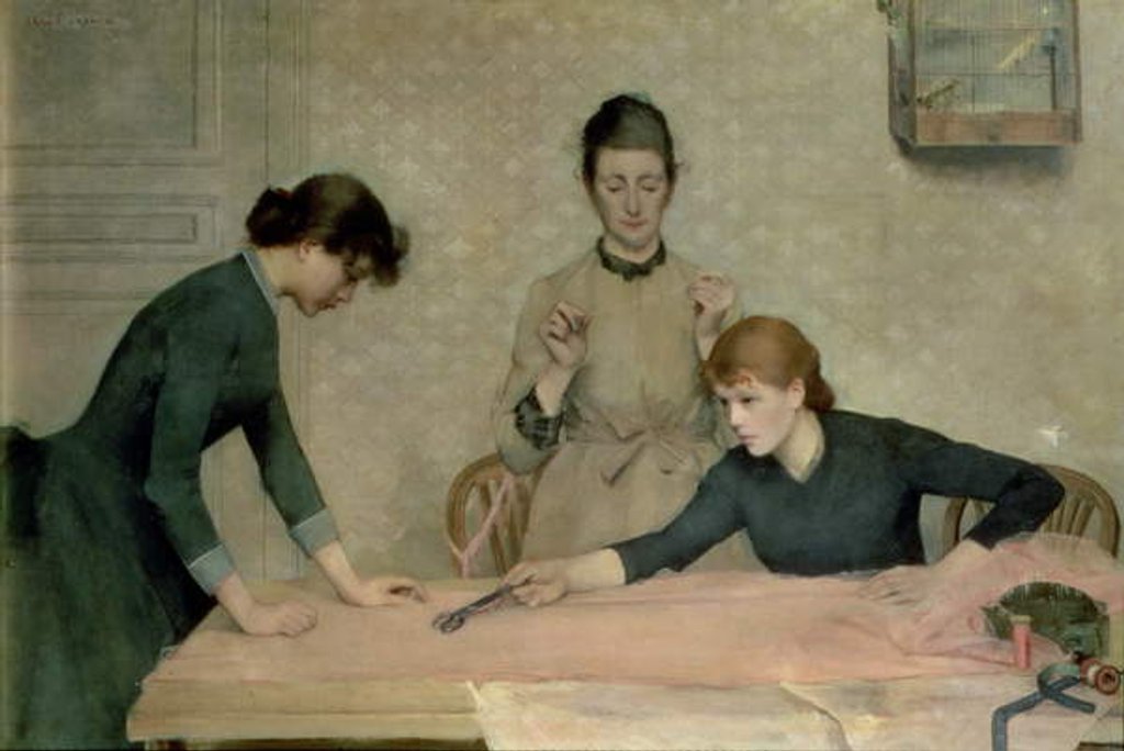 Detail of The Sewing Class by Alix d' Anethan