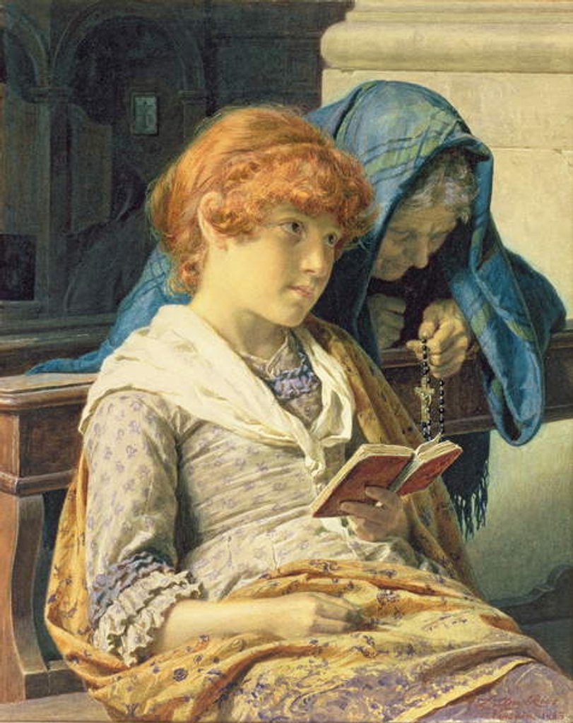 Detail of In Church, 1883 by Luigi da Rios