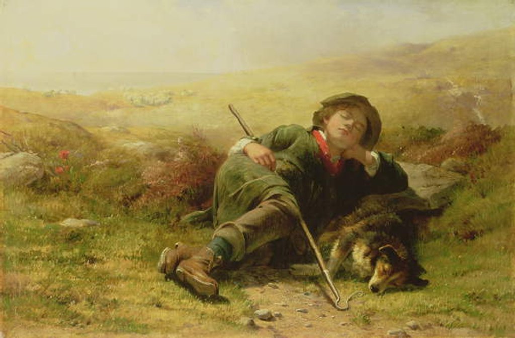 Detail of A Shepherd Boy and His Sheep Dog Neglecting Their Duty, 1851 by James John Hill