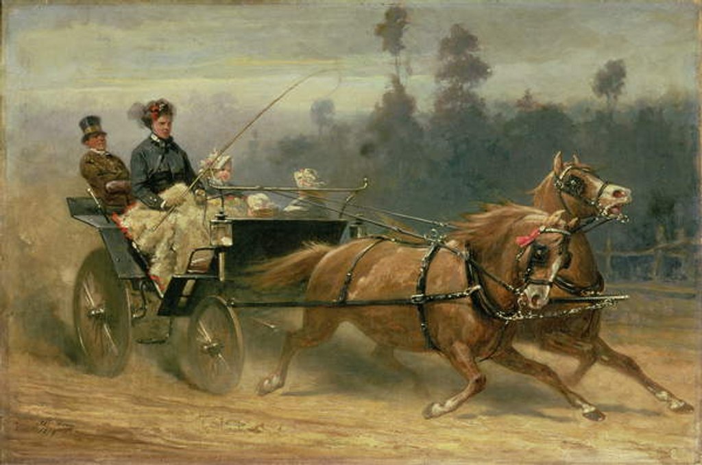 Detail of Madame Celestine Nichols Driving in Richmond Park with Her Grandchildren, 1879 by Adam Wray
