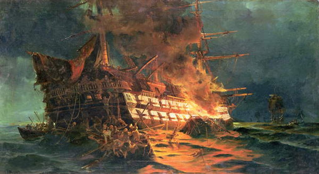 Detail of The Loss of the Ajax, Off Cape Janissary by Konstantinos or Constantin Bolanachi