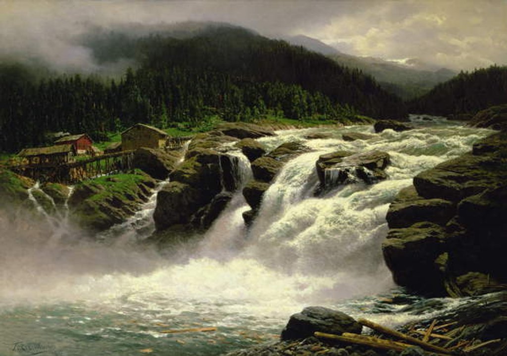 Detail of Norwegian Waterfall, at Lofor in Valders, 1905 by Karl Paul Themistocles von Eckenbrecher