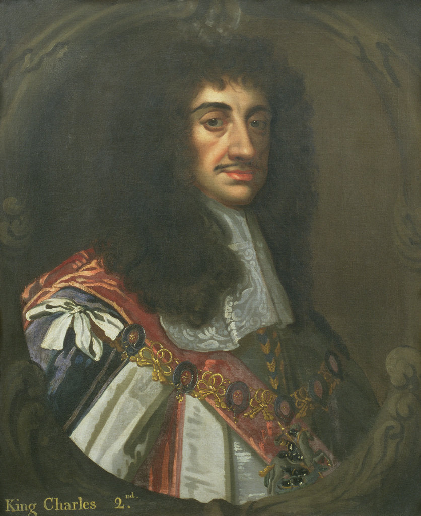 Detail of Portrait of King Charles II Wearing Garter Robes by Peter Lely