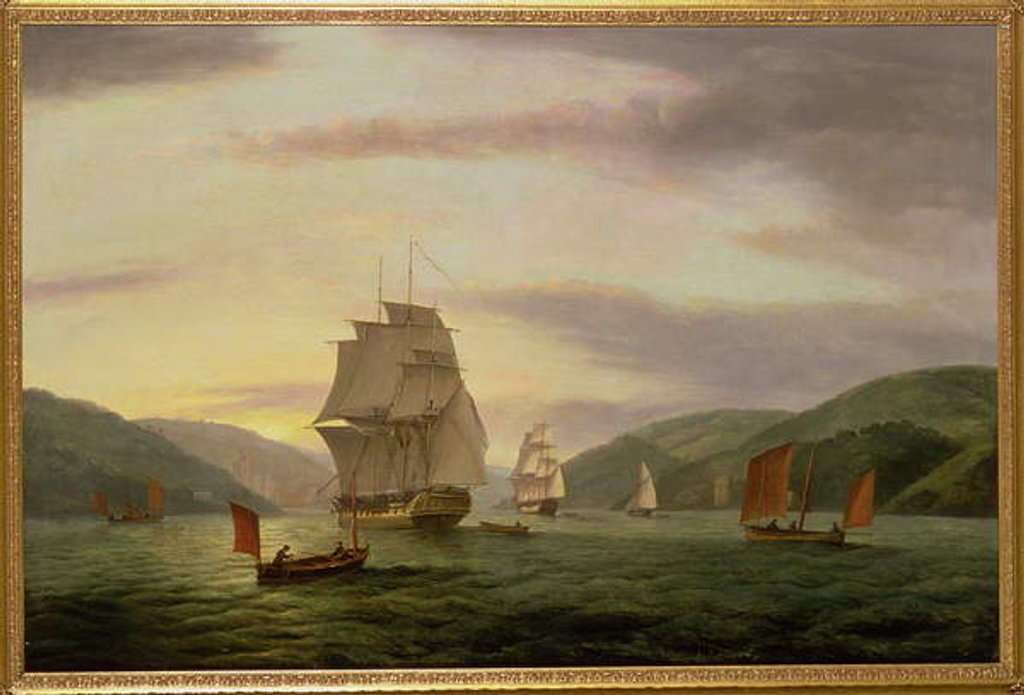 Detail of A Frigate, A Lugger And Merchant Ship In Dartmouth Harbour, 1808 by Thomas Luny