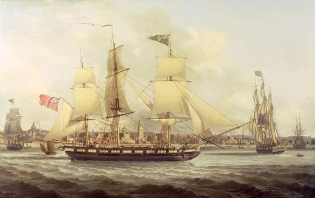 Detail of The Irish Packet in Two Positions Off Liverpool by Joseph Jenkinson