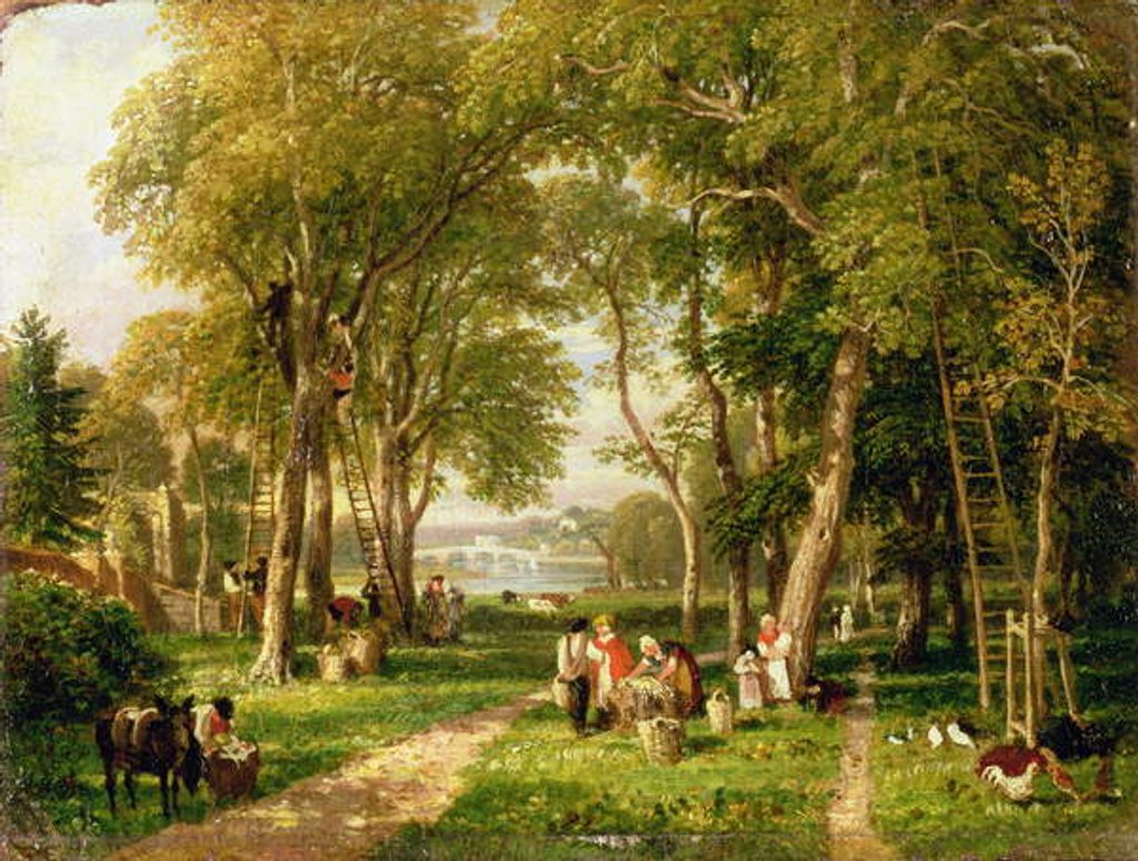 Detail of Walnut Gathering in Petersham, Near Richmond Bridge by William Havell