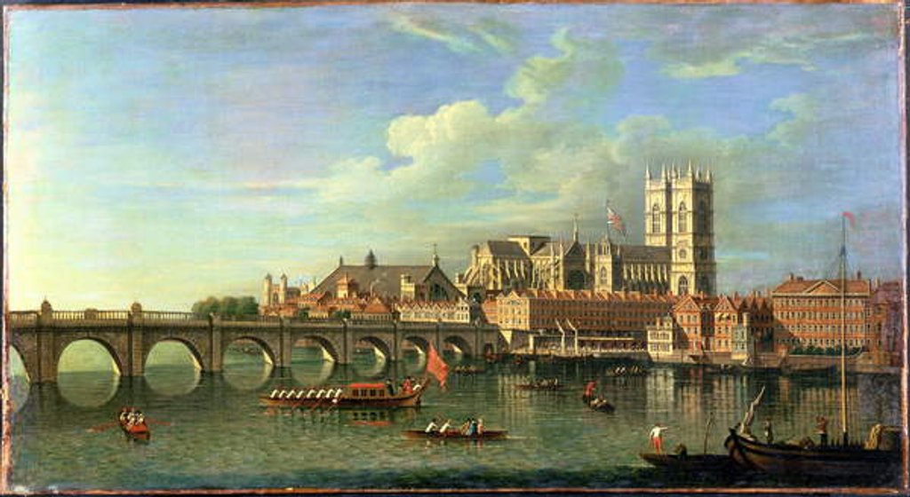 Detail of A View Of Westminster With The Royal Barge And Other Shipping by Joseph Nicholls