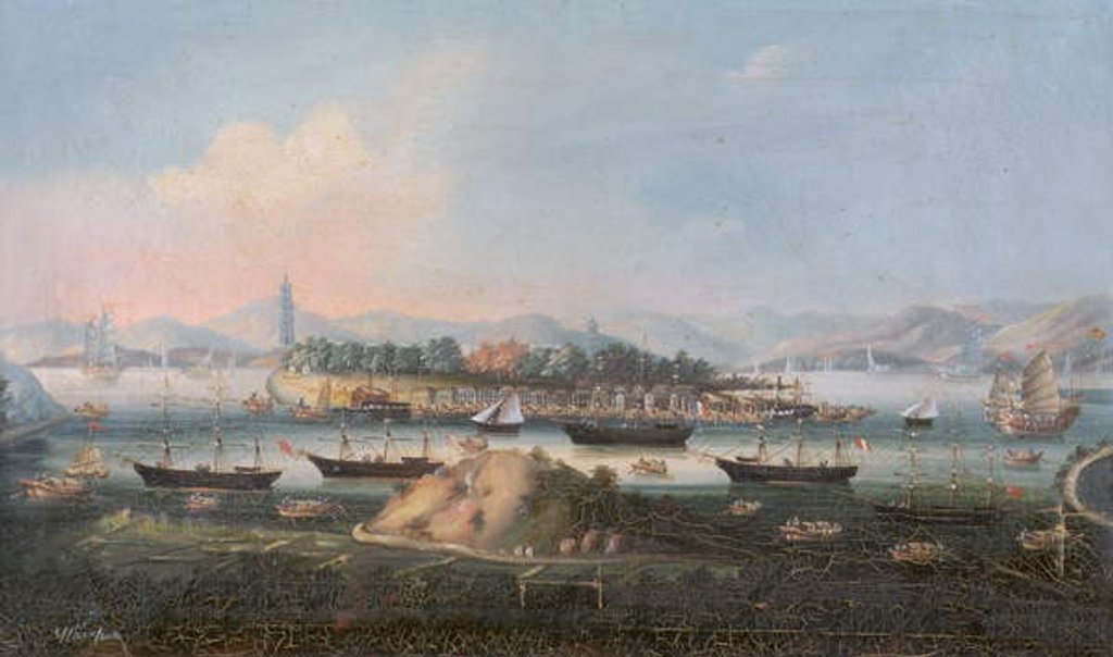 Detail of View of the Whampoa Rach from Dane's Island by Anglo-Chinese School
