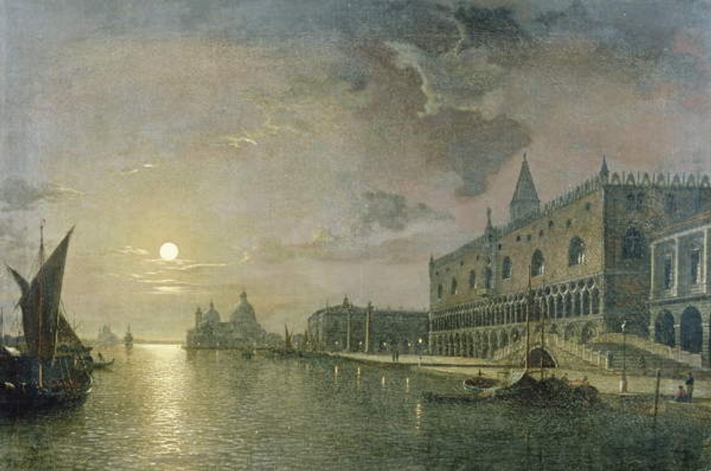 Detail of Moonlit View Of The Bacino Di San Marco, Venice, With The Doge's Palace by Henry Pether