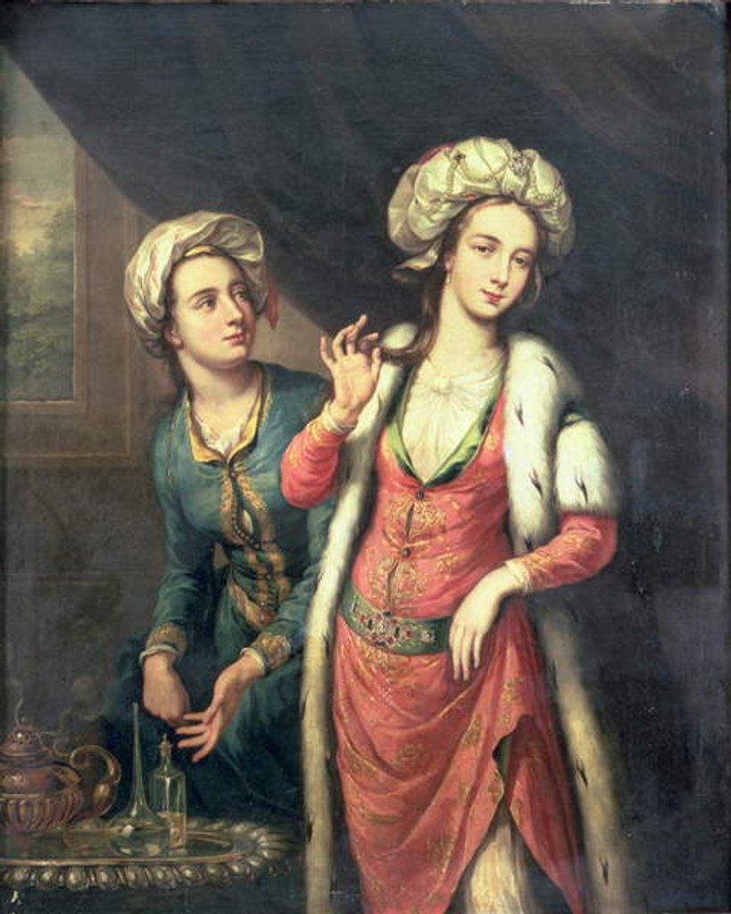 Detail of Portrait of a Lady thought to be Lady Mary Wortley Montagu by George Knapton